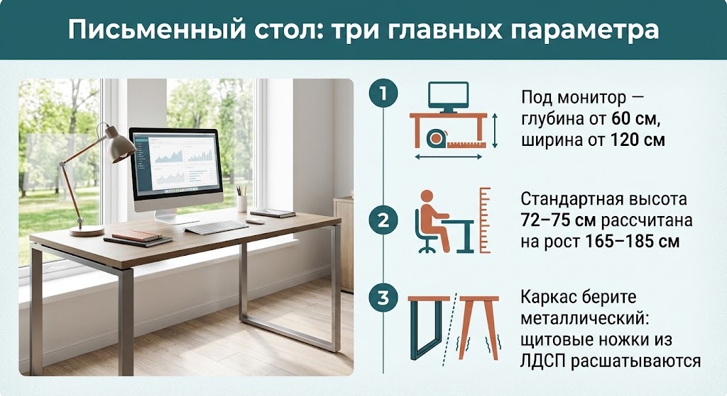 Письменный стол: три главных параметра