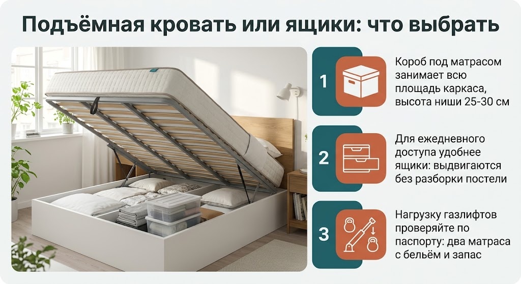 Подъёмная кровать или ящики: что выбрать